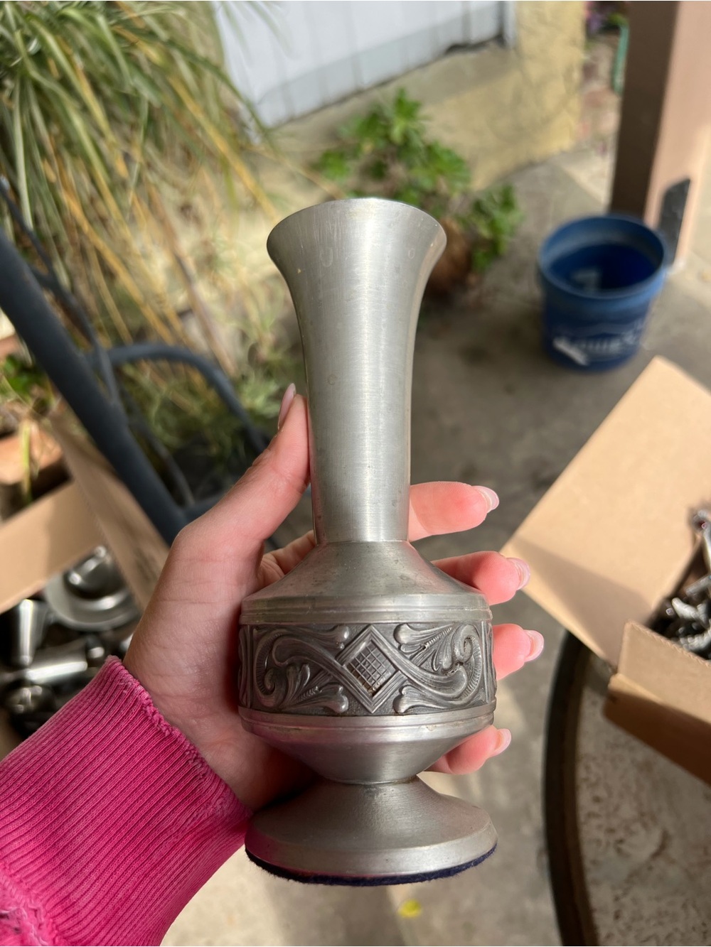 Vintage Pewter Decorative Vase
